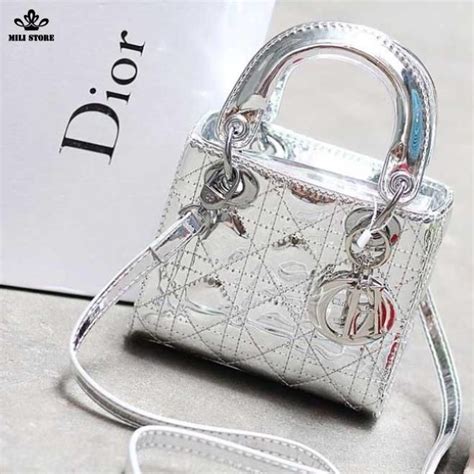 lady dior mini silver metallic|lady dior small size.